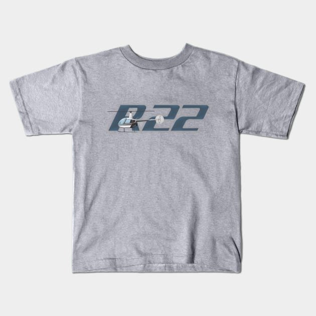 R22 Helicopter Kids T-Shirt by Caravele